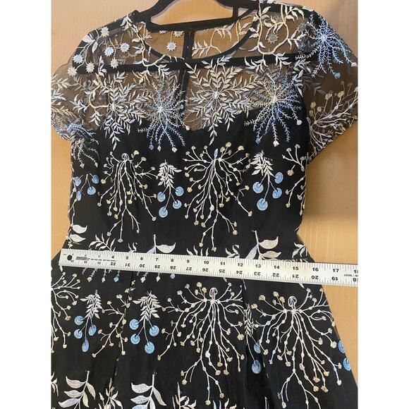 ADRIANNA PAPELL DRESS FAIRY COCKTAIL PARTY WHIMSIGOTH BLACK FLORAL EMBROIDERED - Picture 13 of 14